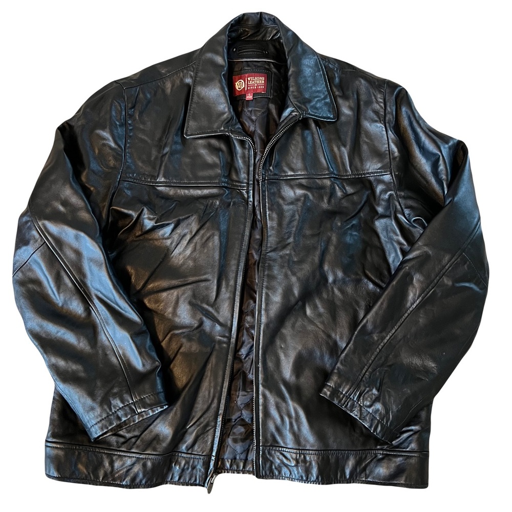 Vintage / Classic Cut Wilsons Leather Black Coat Size L